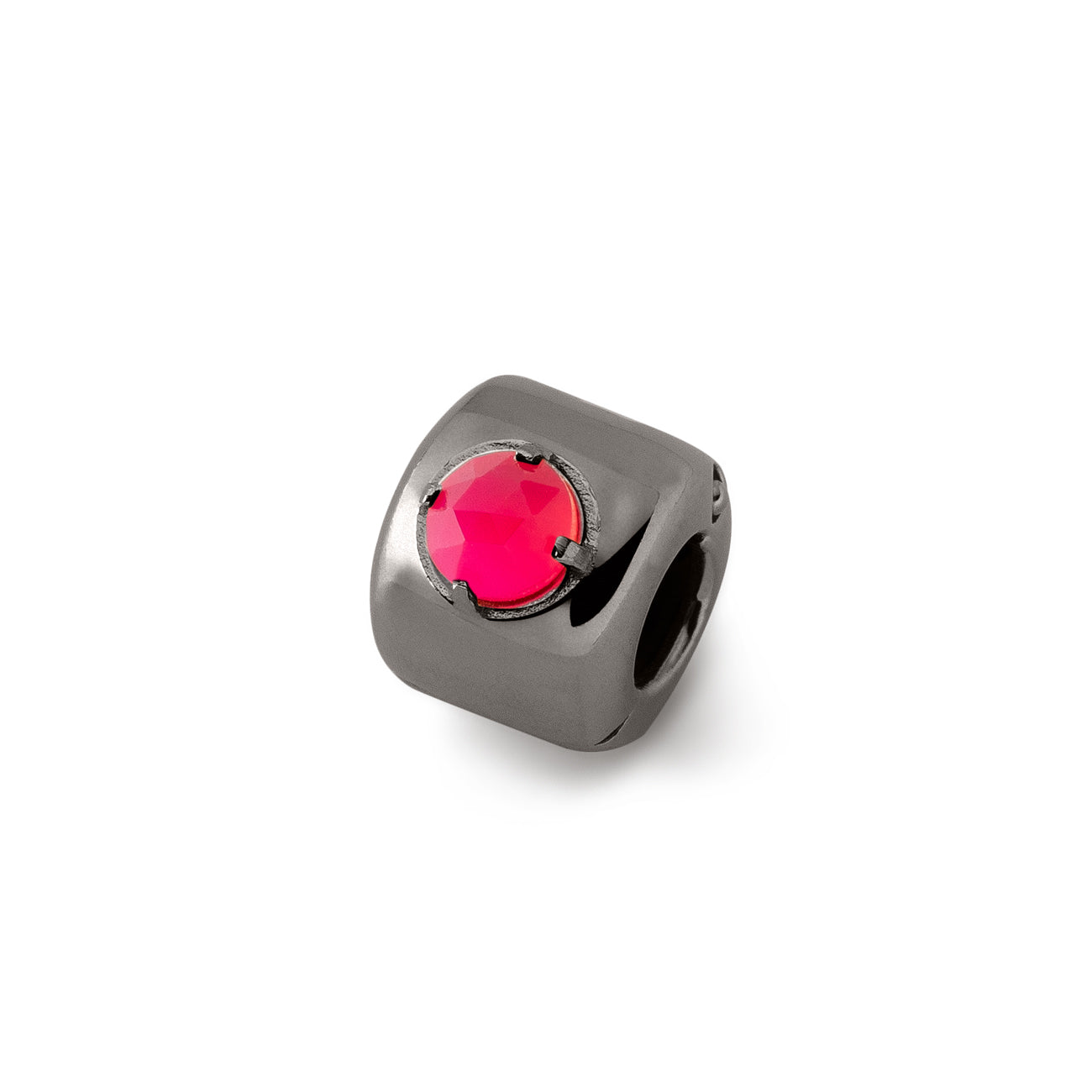 Charms - Licht Fuchsia Agaat Zwart - Voegt energie, moed en passie toe - Sterling Zilver 925