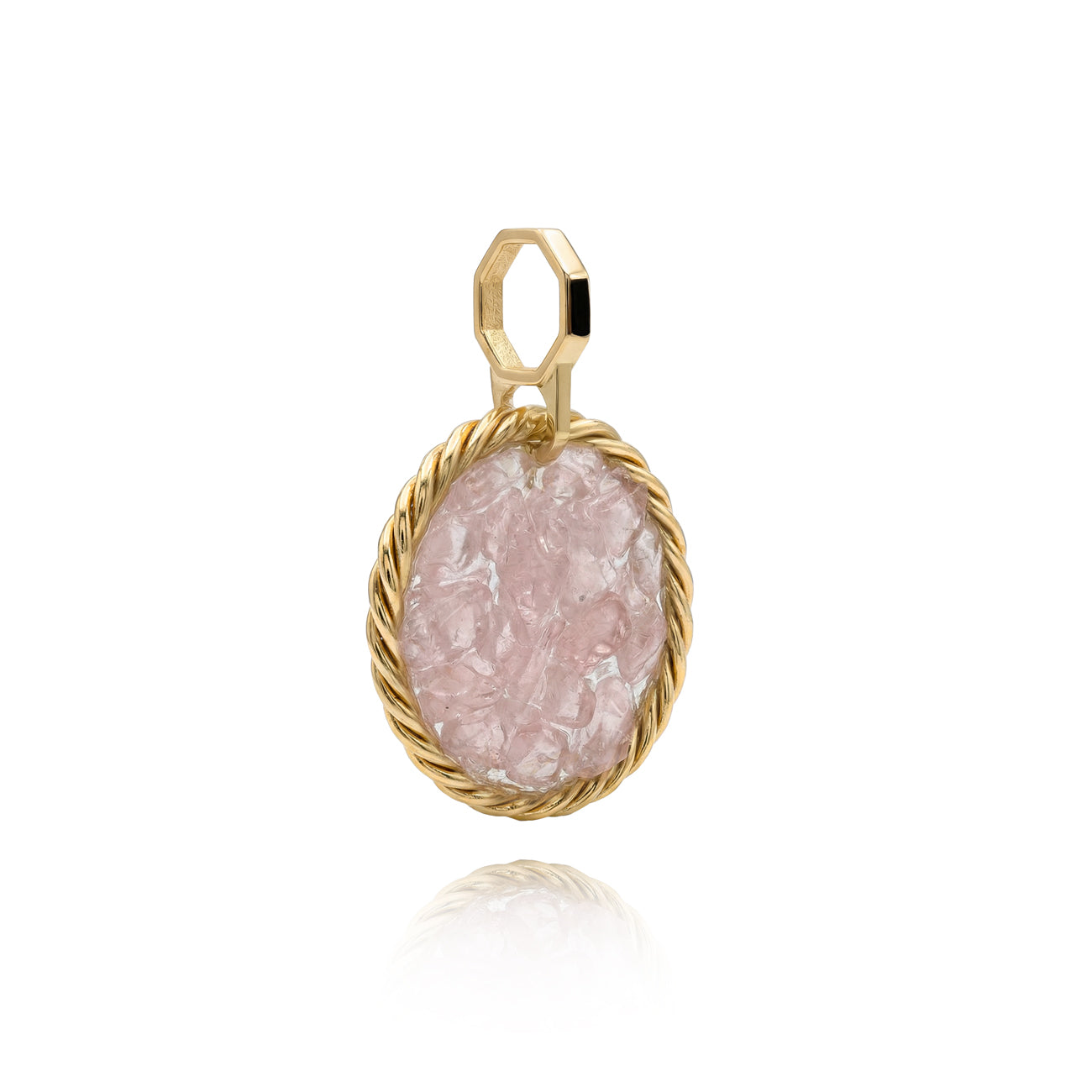 Tensor-amulet met Rozenkwarts – Verguld messing