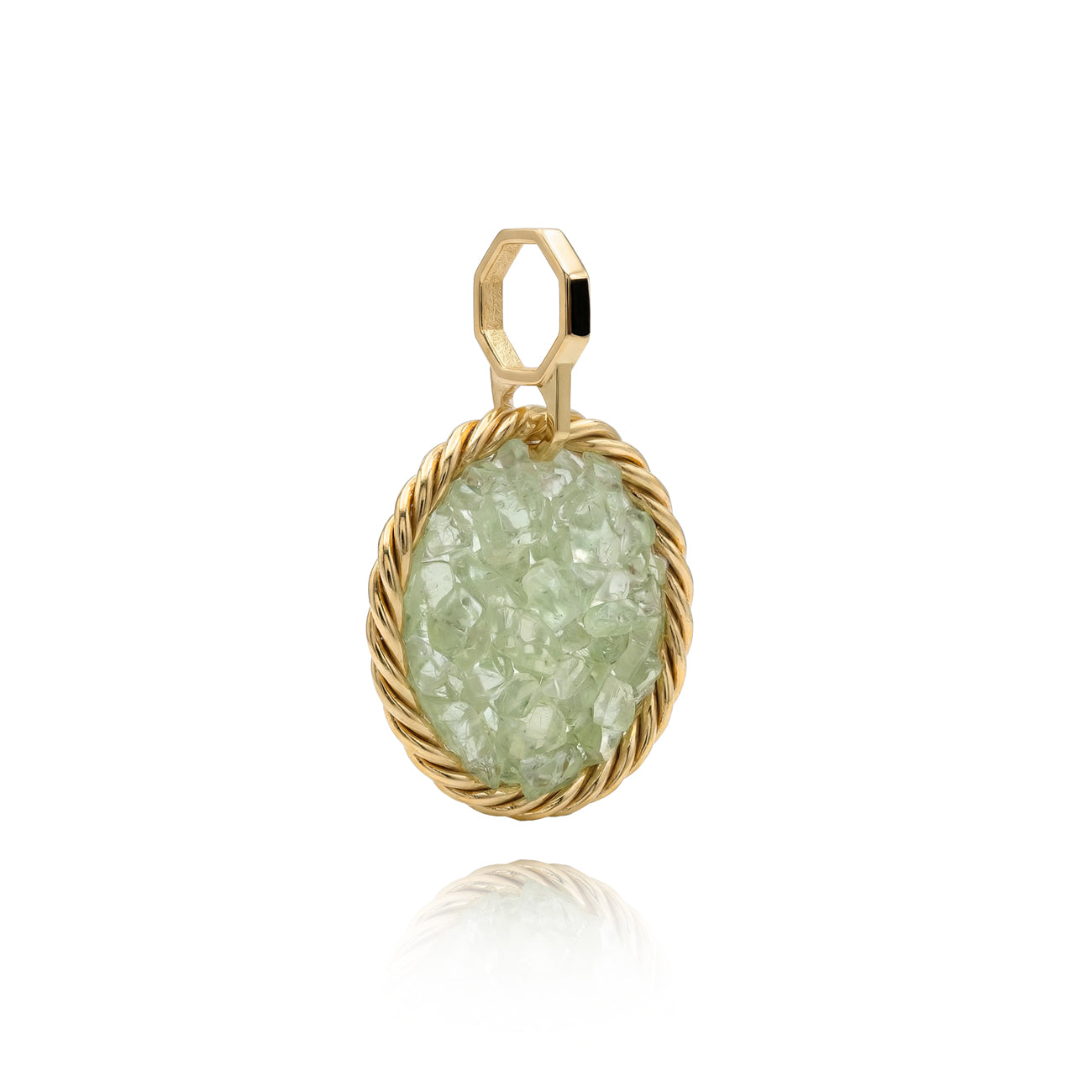 Amulet tensorowy z Prehnitem – Mosiądz pozłacany