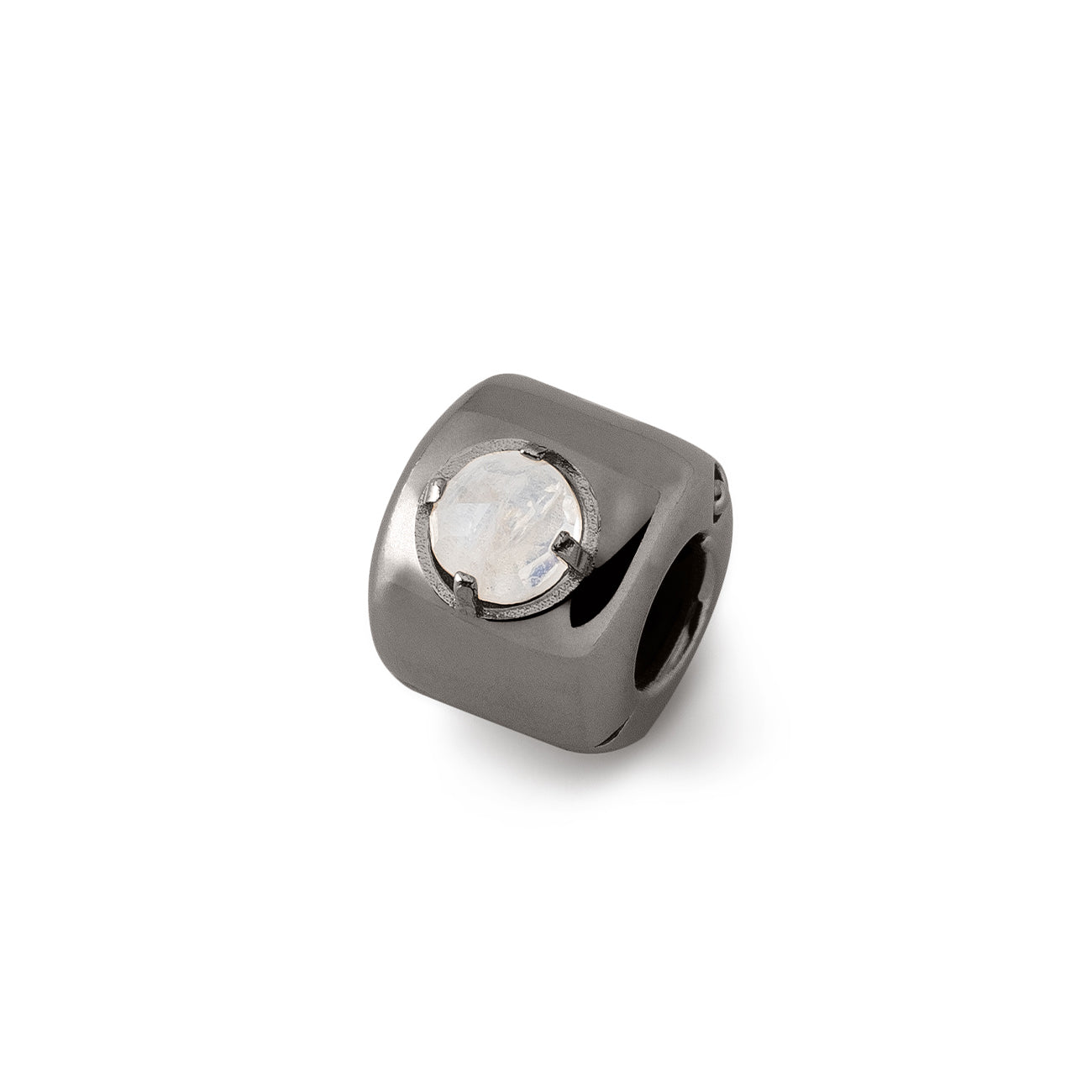 Charms - Moonstone Zwart - Trekt rijkdom, succes en optimisme aan - Sterling Zilver 925