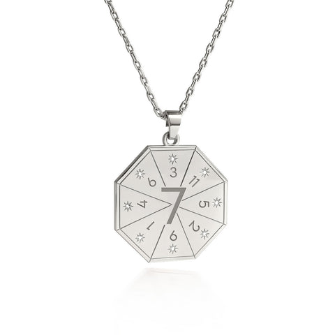 Zilverkleurige ketting met hanger van de Wijze (7) – Zegel van de Waarheid