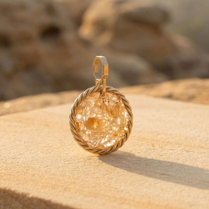 Amulet tensorowy z Cytrynem – Mosiądz pozłacany