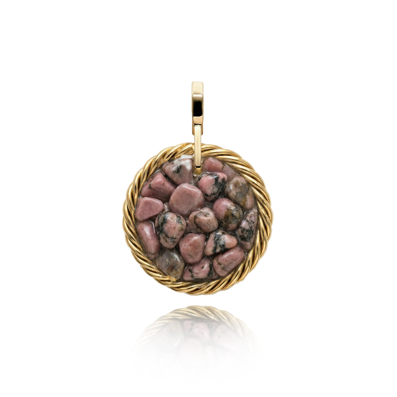 Amulet tensorowy z Rodonitem – Mosiądz pozłacany