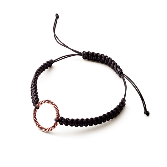 Handgevlochten zwarte armband – <tc>Elle</tc> Koninklijk in roségoud