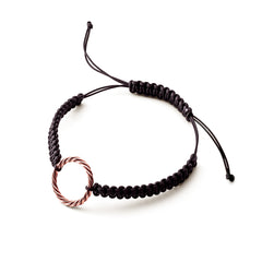Handgevlochten zwarte armband – <tc>Elle</tc> Koninklijk in roségoud