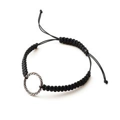 Handgevlochten zwarte armband – <tc>Elle</tc> Koninklijk in platina