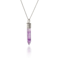 Naszyjnik z Ametystem – Srebro 925 pokryte platyną