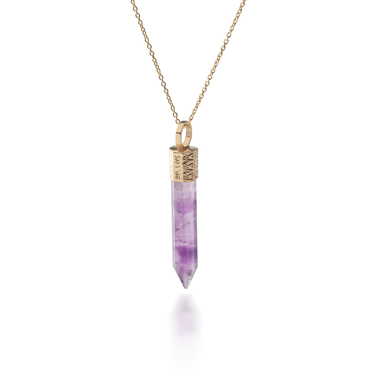 Naszyjnik 44 cm z Ametystem – Srebro 925 pozłacane