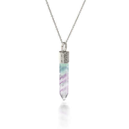 Naszyjnik 44 cm z Fluorytem – Srebro 925 pokryte platyną