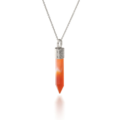 Naszyjnik 44 cm z Karneolem – Srebro 925 pokryte platyną