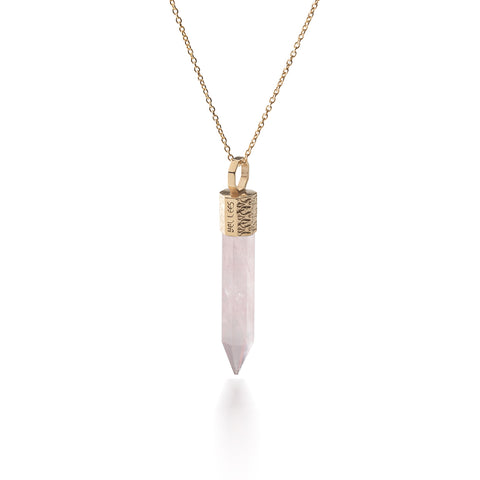 Naszyjnik 44 cm z Kwarcem Różowym – Srebro 925 pozłacane