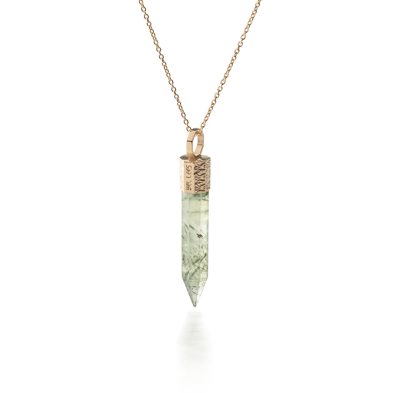 Naszyjnik z Prehnitem – Srebro 925 pozłacane