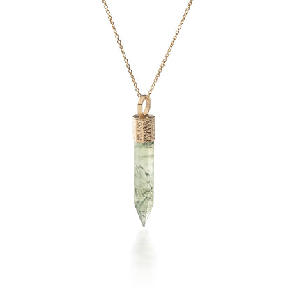 Naszyjnik 44 cm z Prehnitem – Srebro 925 pozłacane