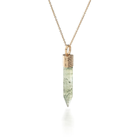 Naszyjnik 44 cm z Prehnitem – Srebro 925 pozłacane