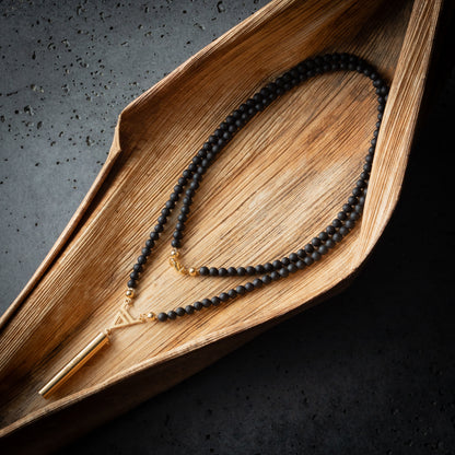 Ademhalingsketting met matte toermalijn 6 mm, 925 zilver verguld