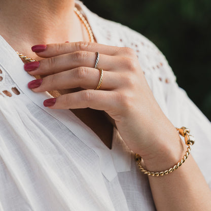 Koperen tensorring in goudkleur - Beschermende amulet