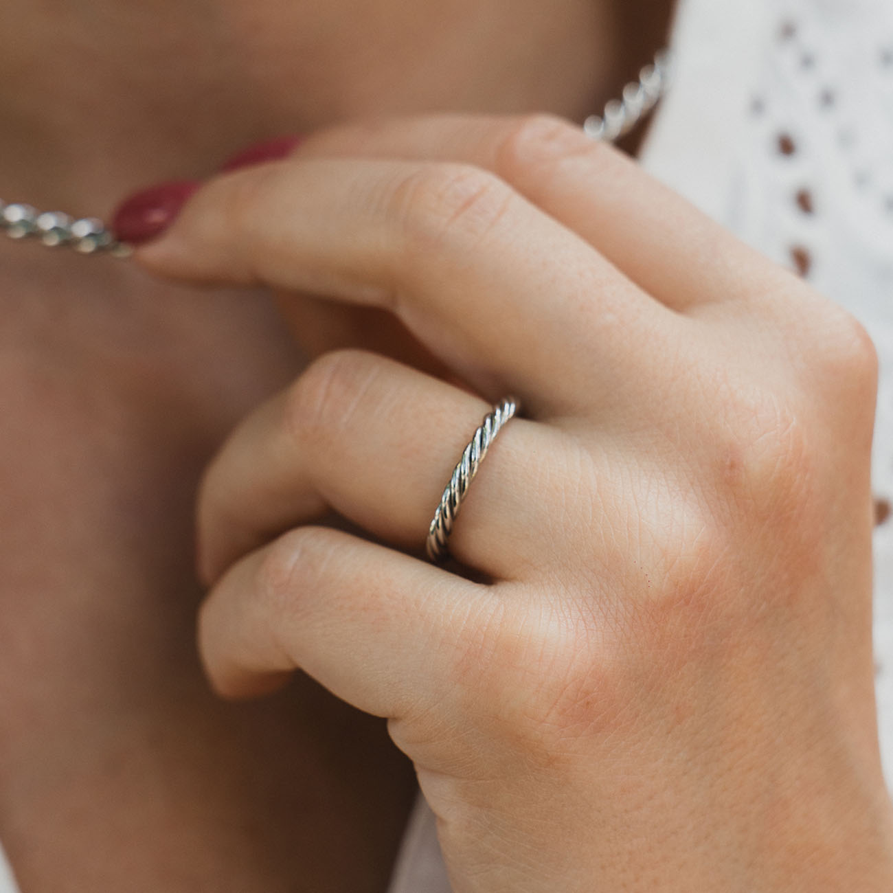 Koperen tensorring in zilverkleur - Beschermende amulet