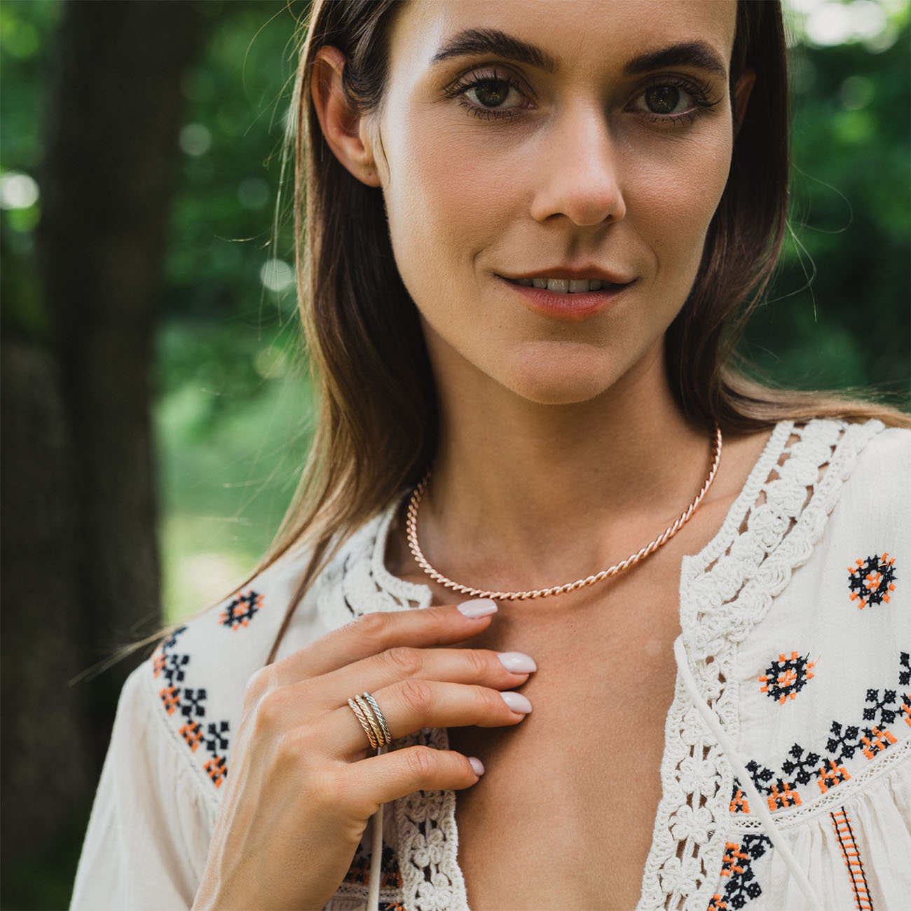 Koperen tensorring in roségoudkleur - Beschermende amulet