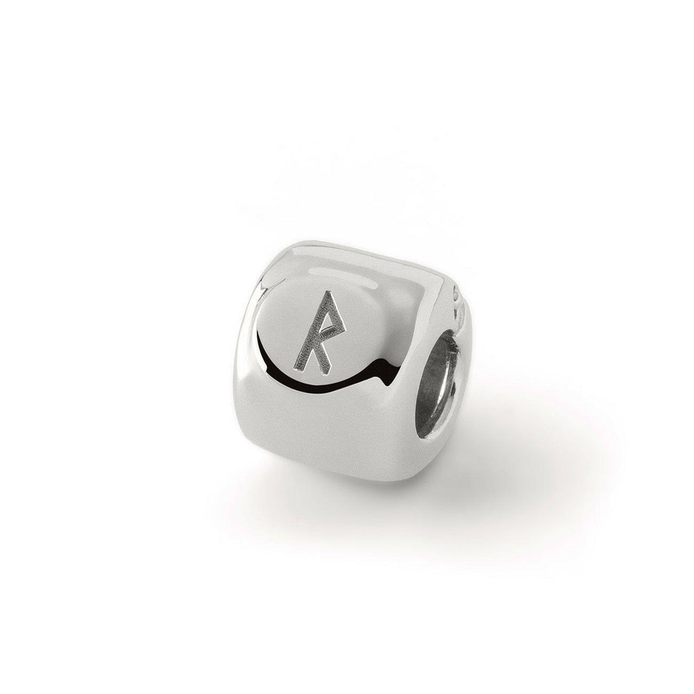 Bedel met de Raido-rune (ᚱ) Zilver - amulet van reizen en verandering - Messing