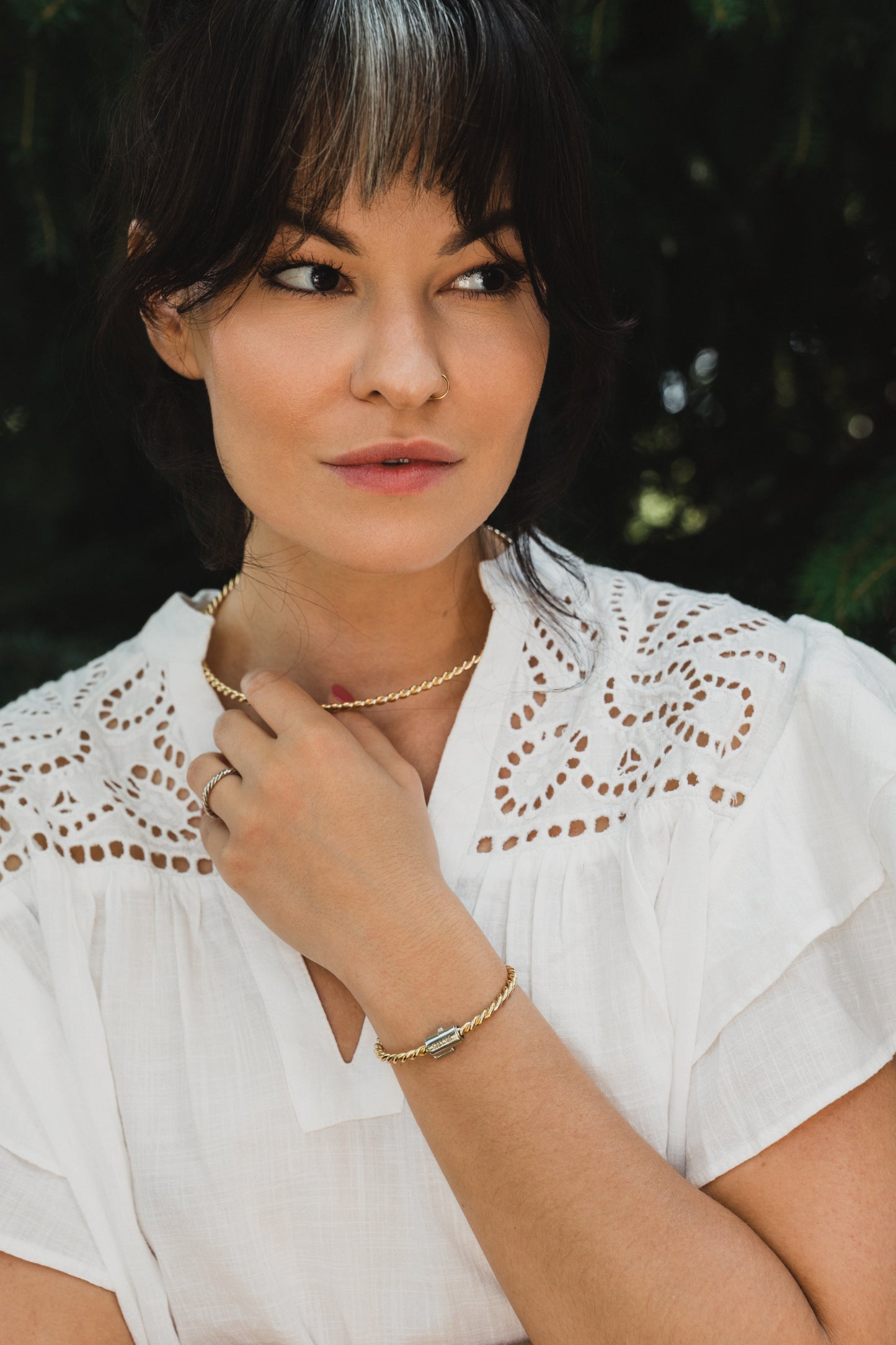 Koperen tensor armband in goudkleur met zilveren sluiting - <tc>Elle</tc> Koninklijk (144 MHz)